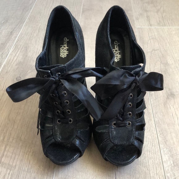 Charlotte Russe black lace up heels size 8 - Picture 2 of 6